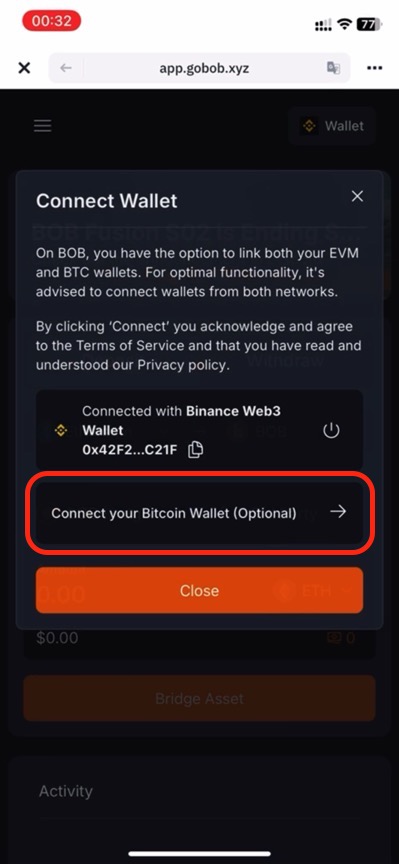 Connect Bitcoin wallet